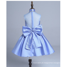 New bow tie dress bebê meninas princesa moda azul beads vestido de noiva projeto formal para meninas vestido de festa para 4-10 anos de idade
